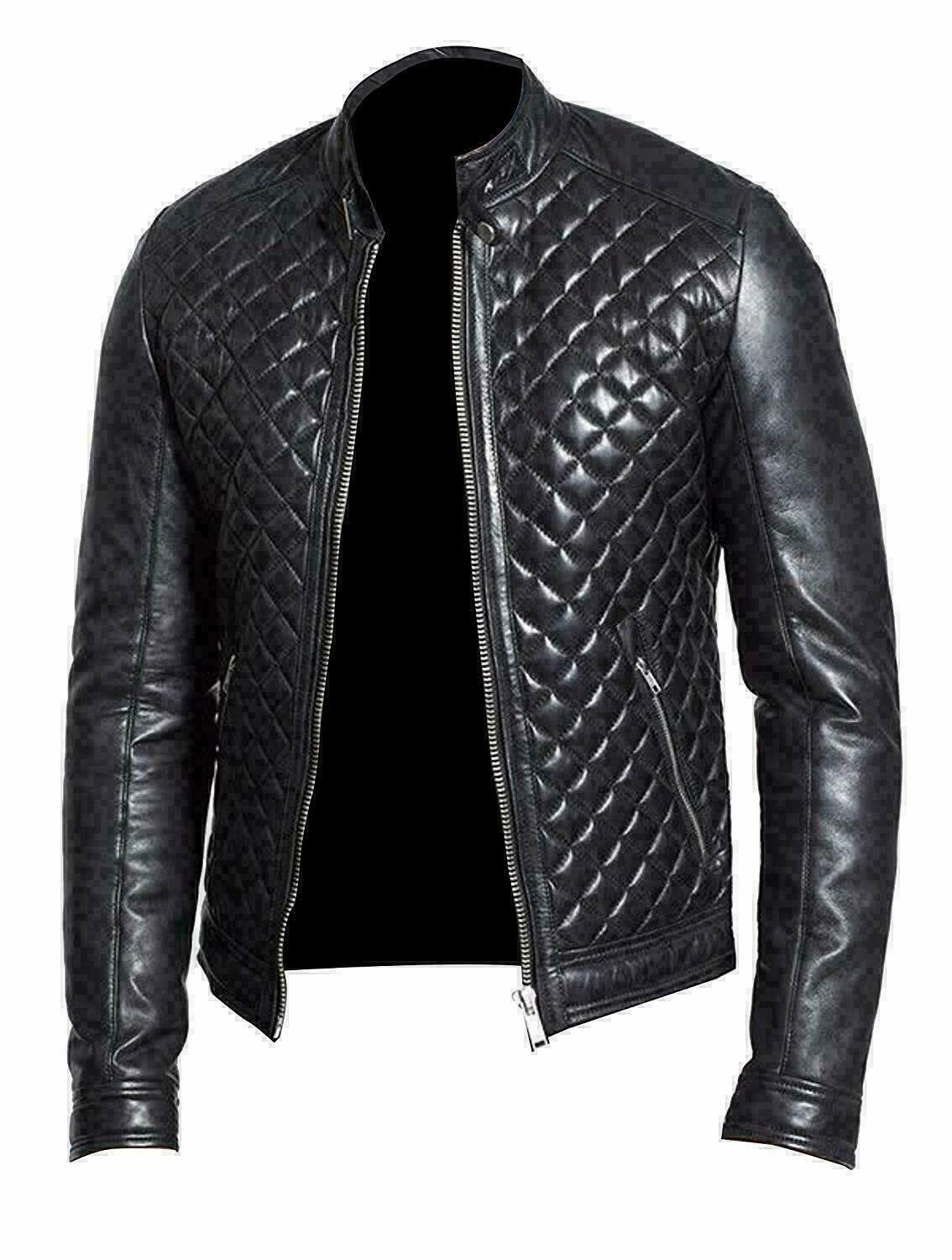 Men's Black Quilted Leather Motorcycle Jacket,Classic Edge Meets Modern Craftsmanship