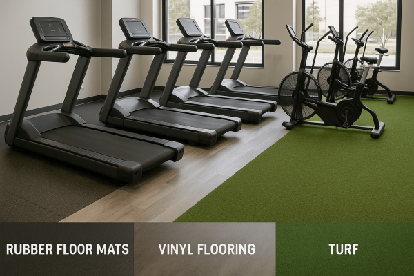 Rubber, Vinyl, or Turf Best Flooring for Gym Cardio Area