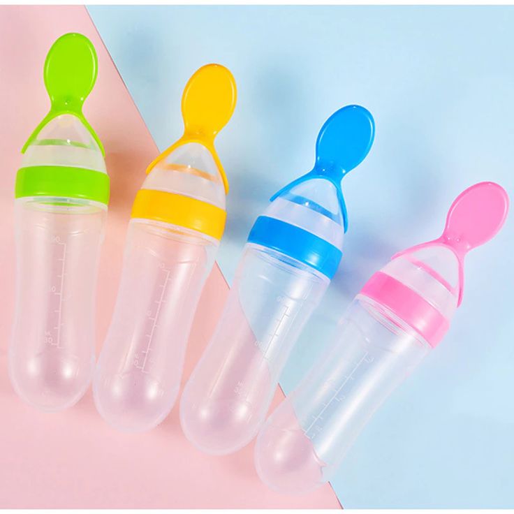 Squeezing Feeding Bottle Silicone Newborn Baby Training Rice Spoon Infant Cereal Food Supplement Feeder Safe Tableware Tools
