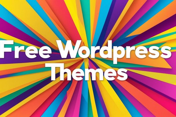create a banner with this feature _Free WordPress Themes_ in a plane colourfull background (1)