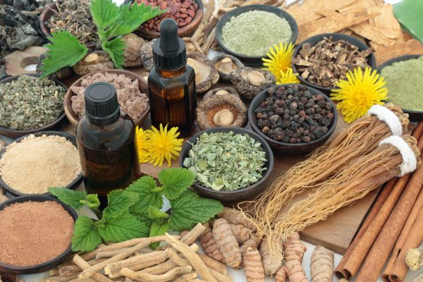 An-image-showing-a-selection-of-herbs-commonly-used-for-treating-erectile-dysfunction--including-the-herbs-for-erectile-dysfunction-such-as-ginseng--horny-goat-weed--and-maca-root.